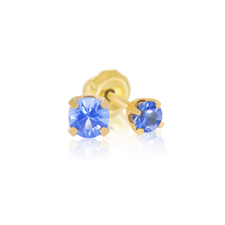 24ct Gold Plated 3mm Blue CZ Piercing Earrings