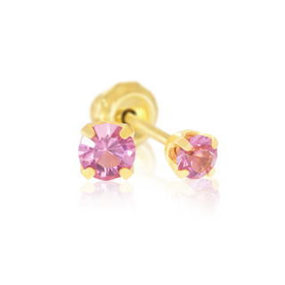 24ct Gold Plated 3mm Pink CZ Piercing Earrings