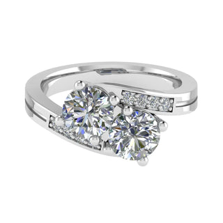 Platinum Two Stone Twist Diamond Ring