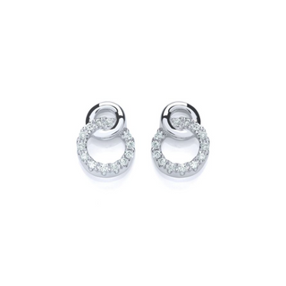 9ct White Gold Diamond Interlocking Circles Earrings