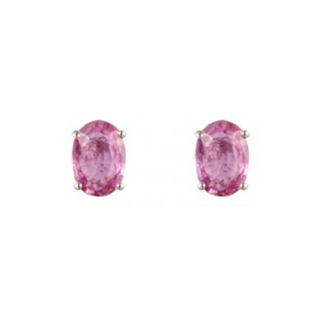 9ct White Gold Oval Pink Sapphire Earrings