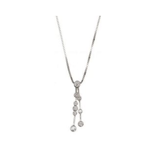 9ct White Gold Diamond Bubbles Drop Pendant