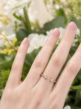 9ct Yellow Gold 0.20ct Diamond Trefoil Open Ring