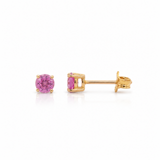 9ct Yellow Gold 4mm Pink Sapphire Stud Earrings