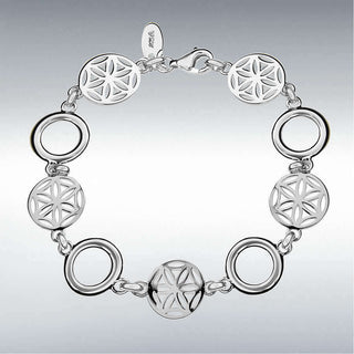 Silver Cut-out Flowers & Rings Bracelet