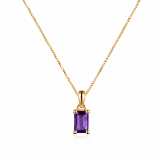 9ct Yellow Gold 0.25ct Rectangular Amethyst Pendant