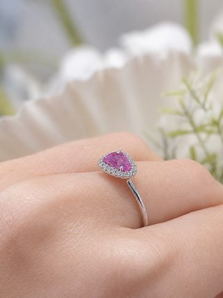18ct White Gold 0.71ct Organic Rose Cut Pink Sapphire & Diamond Ring