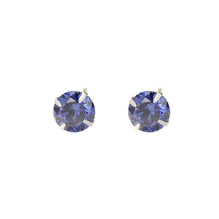 Silver Royal Blue CZ Stud Earrings