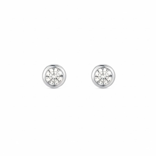 Silver 3mm Bezel Set CZ Stud Earrings