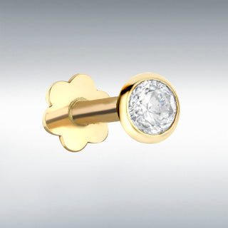 9ct Yellow Gold 3mm CZ Labret