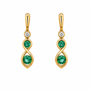 18ct Yellow Gold Marquise Twist Emerald Drop Earrings