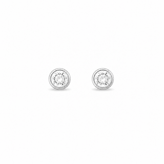 Silver 3mm Bezel Set CZ Stud Earrings