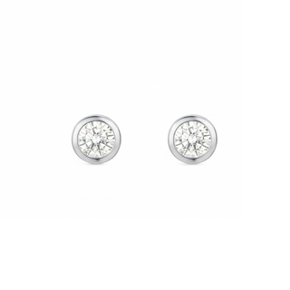 Silver 4mm Bezel Set CZ Stud Earrings