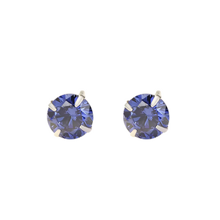 Silver Royal Blue CZ Stud Earrings