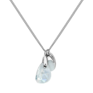 Silver Moonstone Rose Cut Necklace