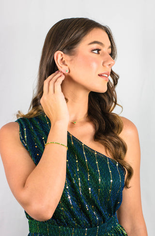 Georgini Gold Plated Silver Milestone Emerald Nano 2mm Tennis Bracelet
