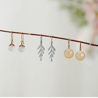 Gold Plated Silver Pink Magic Crystal Drop Earrings