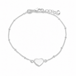 Silver Heart Beaded Chain Bracelet