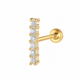 Gold Plated Silver CZ Bar Cartilage Stud