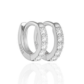 Silver CZ Huggie Hoops