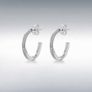 Silver CZ Twisted Hoops