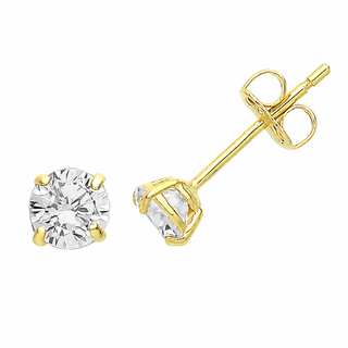 9ct Yellow Gold 4mm CZ Stud Earrings