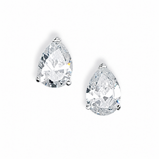 Silver 8x5mm Pear-Shaped CZ Stud Earrings
