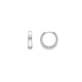 9ct White Gold 10mm CZ Edge Huggie Hoops