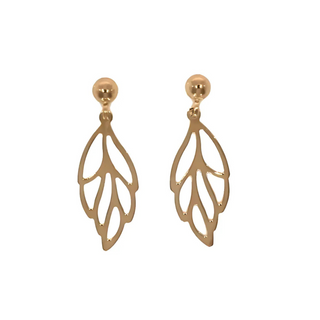 9ct Rose Gold Open Leaf Drop Earrings