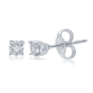 9ct White Gold 0.05ct Miracle Plate Diamond Studs