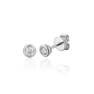 9ct White Gold 0.10ct Rubover Diamond Stud Earrings