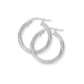 9ct White Gold 19mm Twist Hoop Earrings