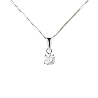 9ct White Gold 5mm CZ Pendant