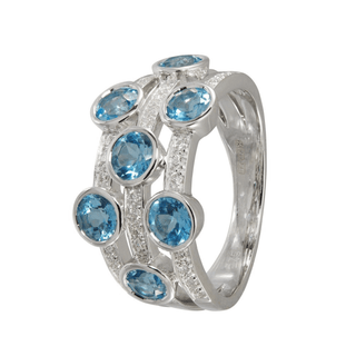 9ct White Gold Blue Topaz Bubbles Ring