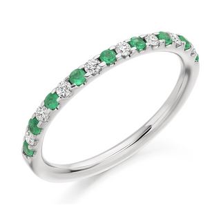 9ct White Gold Emerald & Diamond Ring