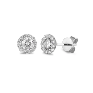 9ct White Gold White Topaz & Diamond Cluster Stud Earrings