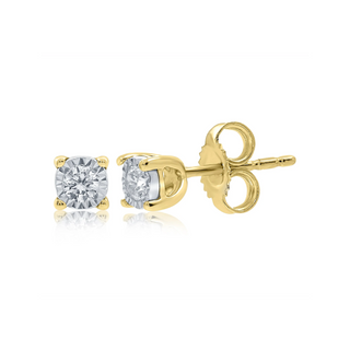 9ct Yellow Gold Miracle Plate 0.15ct Diamond Stud Earrings