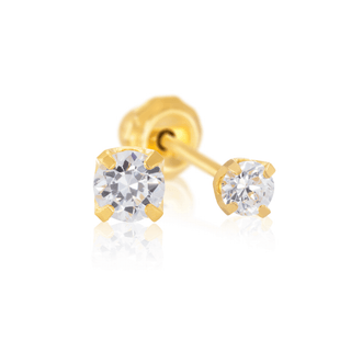 9ct Yellow Gold 2mm CZ Piercing Earrings