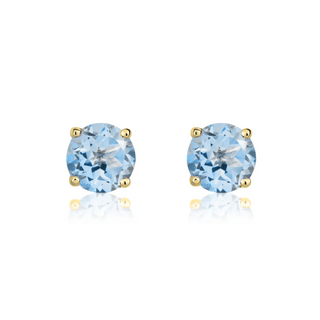 9ct Yellow Gold 5mm Aquamarine Stud Earrings