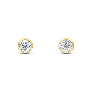 9ct Yellow Gold 5mm Rubover CZ Studs | Gold CZ Stud Earrings