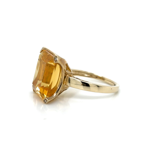 9ct Yellow Gold 9.51ct Emerald Cut Citrine Cocktail Ring