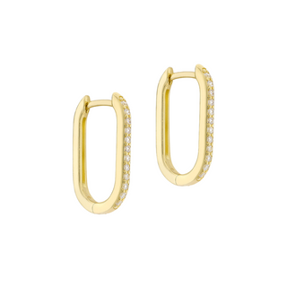 9ct Yellow Gold CZ Rectangular Hoop Earrings