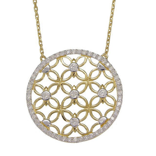 9ct Two Colour Gold Circle Diamond Necklace