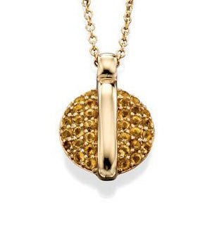 9ct Yellow Gold Citrine Pave Disc Necklace
