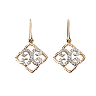 9ct Yellow Gold Diamond Lace Drop Earrings