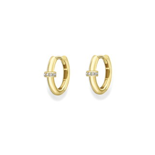9ct Yellow Gold CZ Halo Huggie Hoops