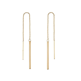 9ct Yellow Gold Pull Through Chain Bar Earrings