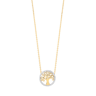 9ct Yellow Gold CZ Tree of Life Necklace