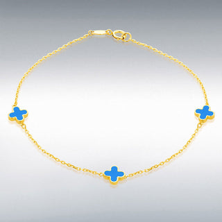 9ct Yellow Gold Turquoise Petals Bracelet