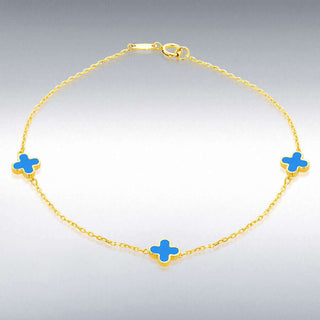 9ct Yellow Gold Turquoise Petals Bracelet